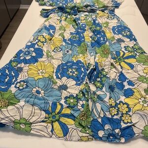 Aura Floral Dress with Blue and Green Accents